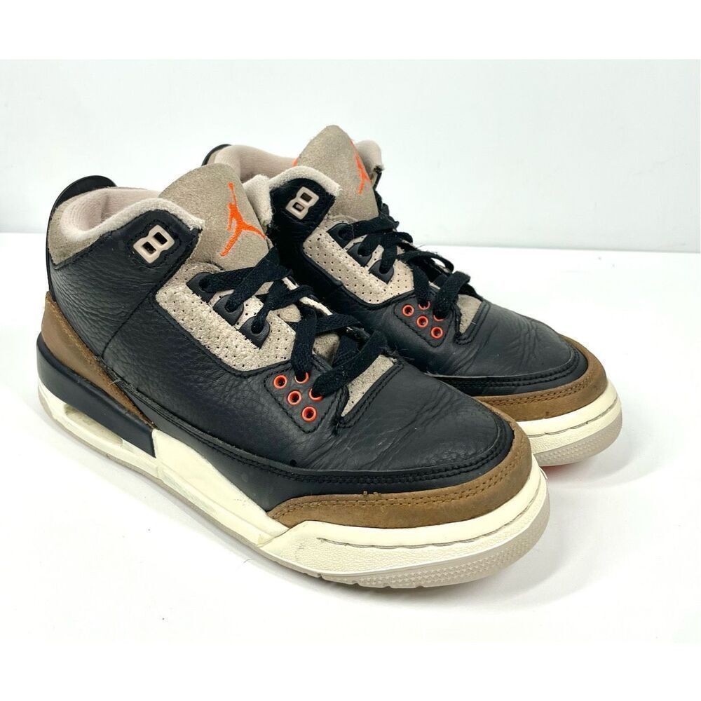 Air Jordan 3 Retro Desert Elephant Black Brown Leather Sneaker Youth 6 Women 7.5